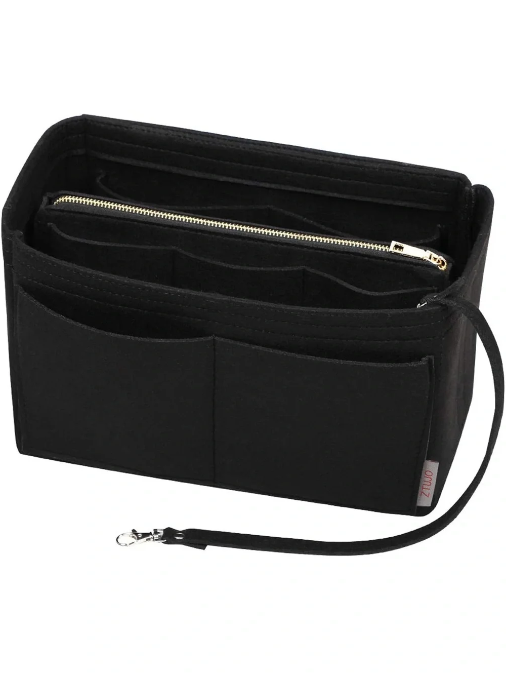 Purse Organizer Insert, Felt Bag Organizer with Metal Zipper Small. 2714/bb9-1
